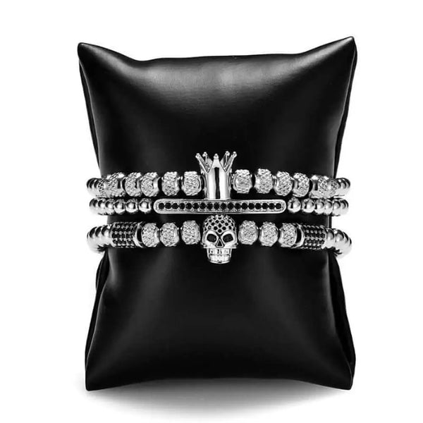 Rebel King Bracelets - Silver - Black - Bracelet - Beaded - Gold