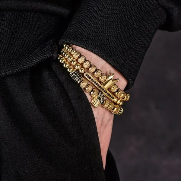 Rebel King Bracelets - Bracelet - Silver - Gold - Beaded - Black