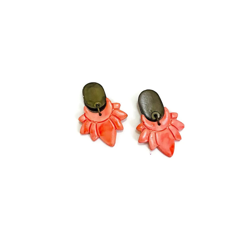 Red & Royal Blue Flower Clip On Earrings- "Daisy" - Sassy Sacha Jewelry