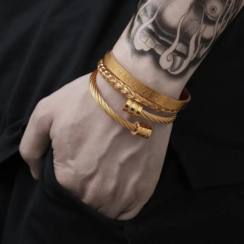 Royal Cable Bracelets - Roman - Silver - Gold - Royal - Black