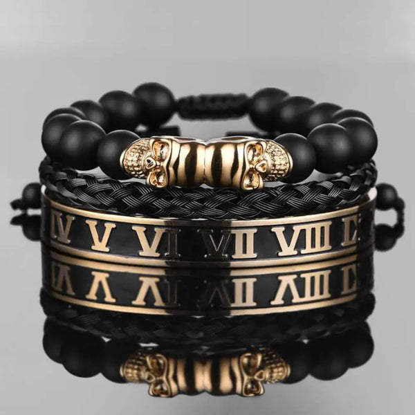 Skull Deluxe Bracelets - Bracelet - Bangle - Roman - Beaded - Gold