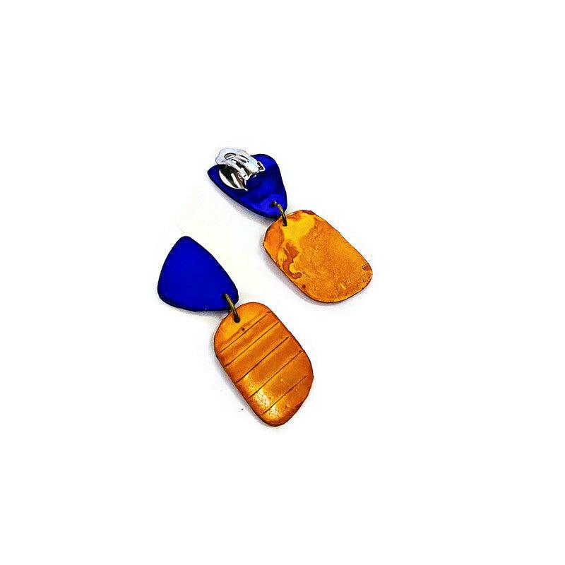 Small Colorful Drop Dangles Post or Clip Ons- "Alex" - Sassy Sacha Jewelry