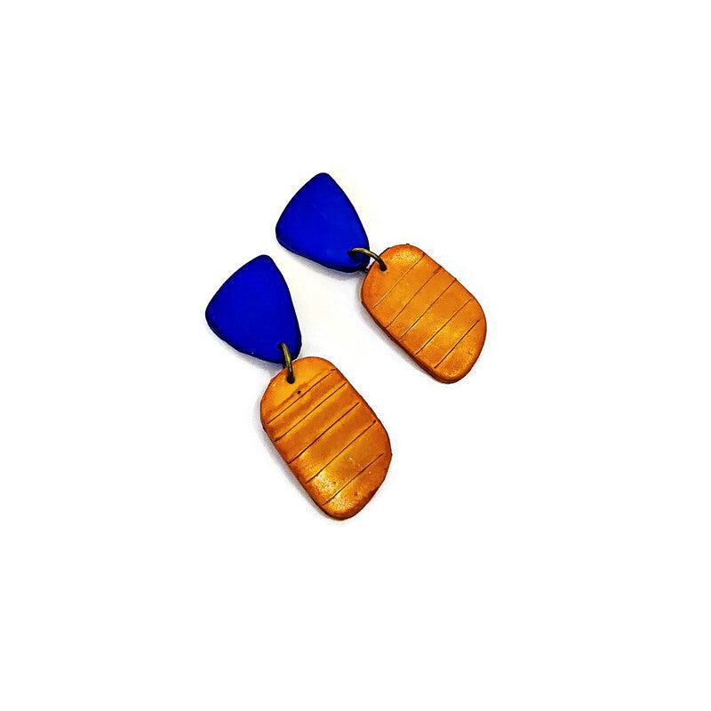 Small Colorful Drop Dangles Post or Clip Ons- "Alex" - Sassy Sacha Jewelry