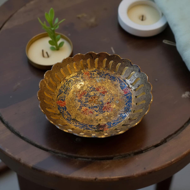Vintage Indian Brass Dish Candle – Frankincense & Myrrh