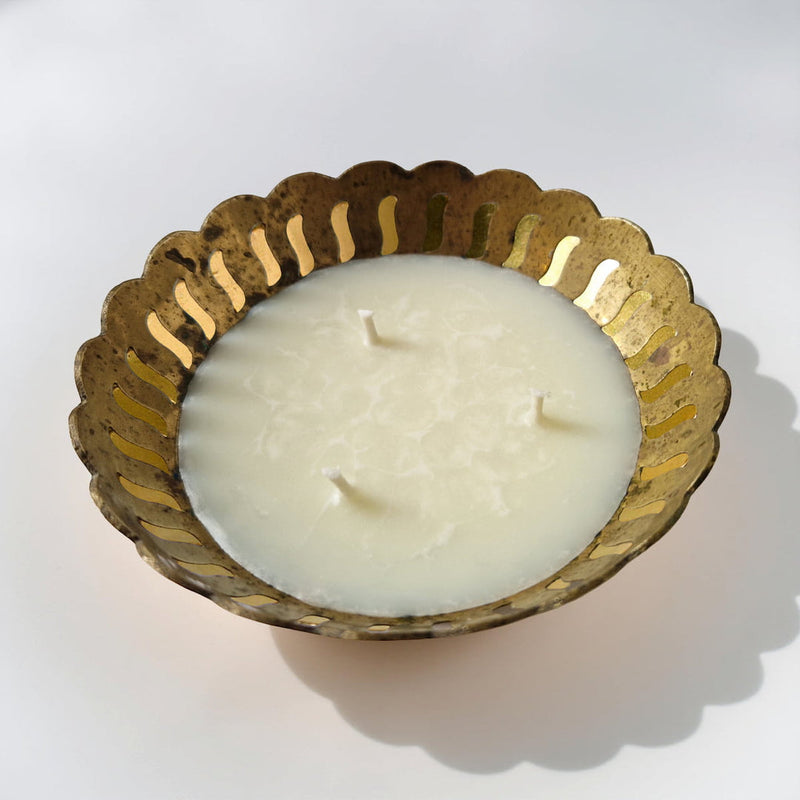 Vintage Indian Brass Dish Candle – Frankincense & Myrrh