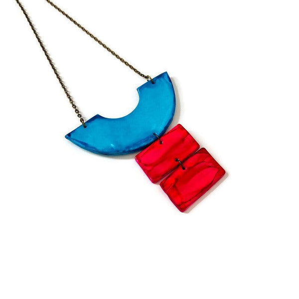 Turquoise & Pink Statement Collar Necklace - Sassy Sacha Jewelry