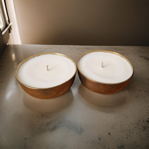 Brass dish candles