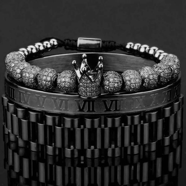 Ultimate Deluxe Bracelets - Beaded - Roman - Gold - Bracelet - Silver