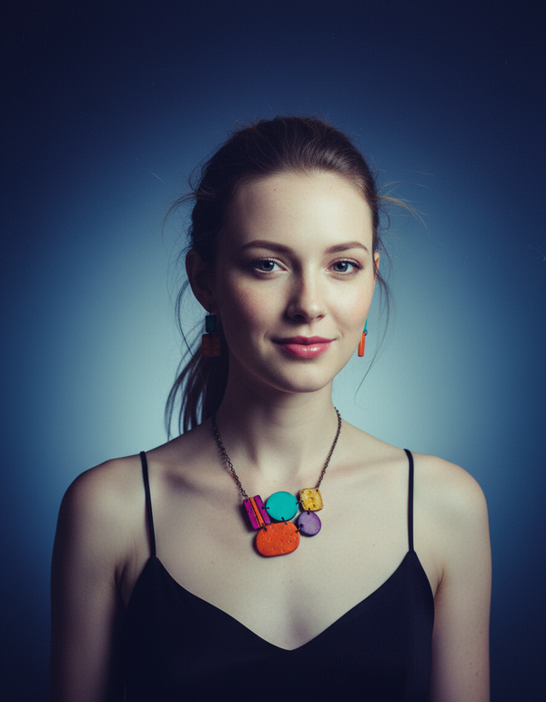 Multicolored Statement Pendant Necklace Handmade