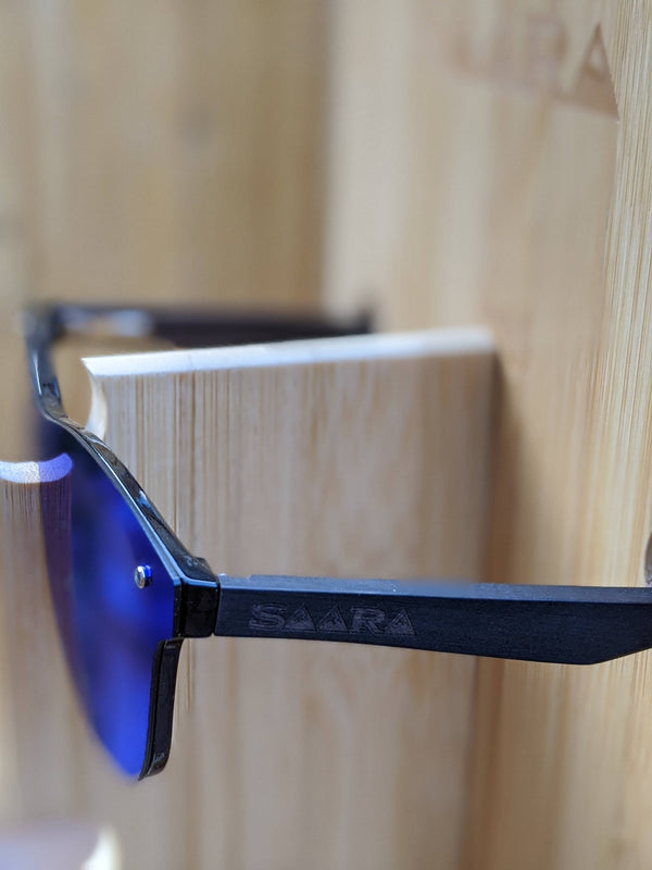 Sky - Blue Polarized SAARA Shades with Dark Walnut Arms