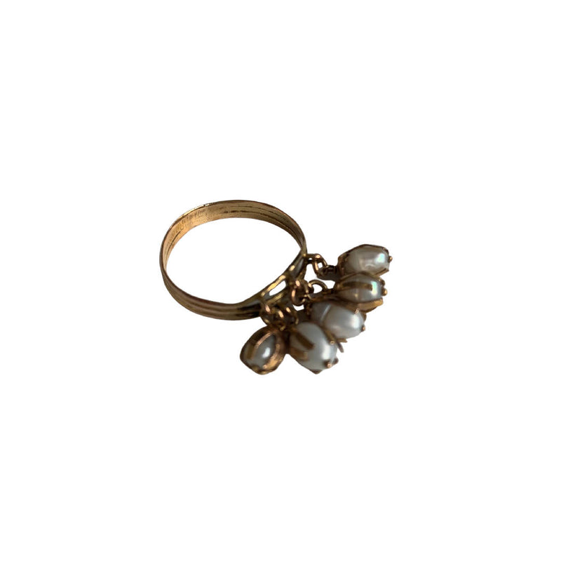 Vintage amazing gold tessel pearl ring,