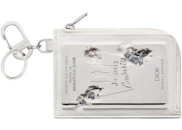 Dior x Daniel Arsham Zip Charm Bag White in Calfskin with Palladium-tone
