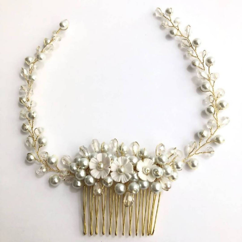 Gold Pearl Haircomb by Andrea Gandica
