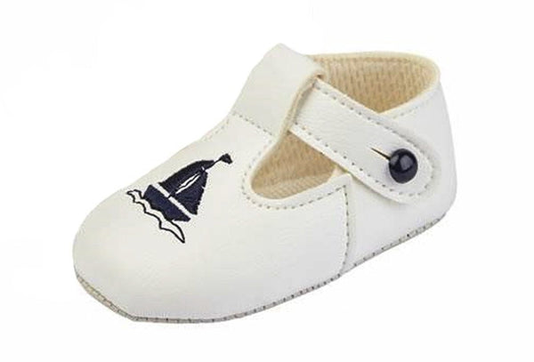 Baypods Pre-Walker T-Bar Shoes with Contrast Button Fastening