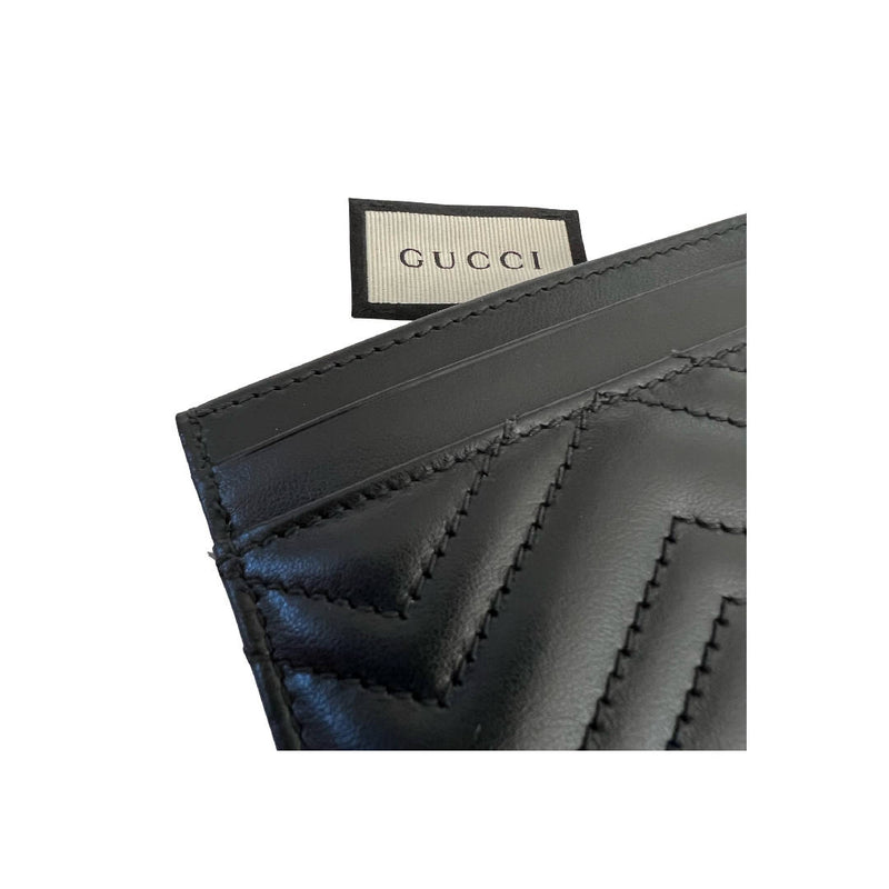 New Gucci GG Marmont Black Leather Card Case Holder Logo in Box RRP £225