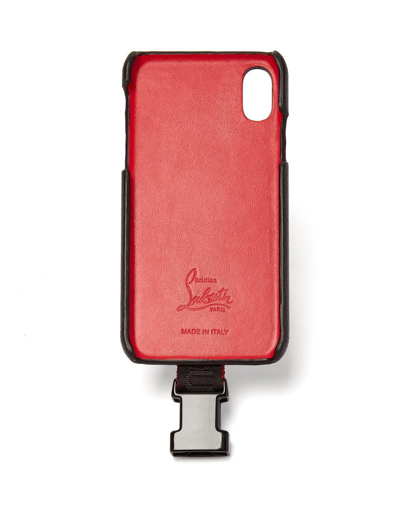 "As New CHRISTIAN LOUBOUTIN Signature Red Loubiphone Kios leather iPhone case RRP £345 with detachable Lanyard Studs"