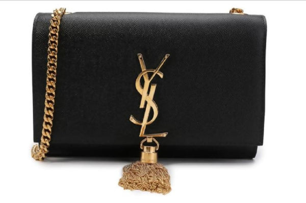 Saint Laurent Kate Shoulder Bag Black in Leather with Gold-tone