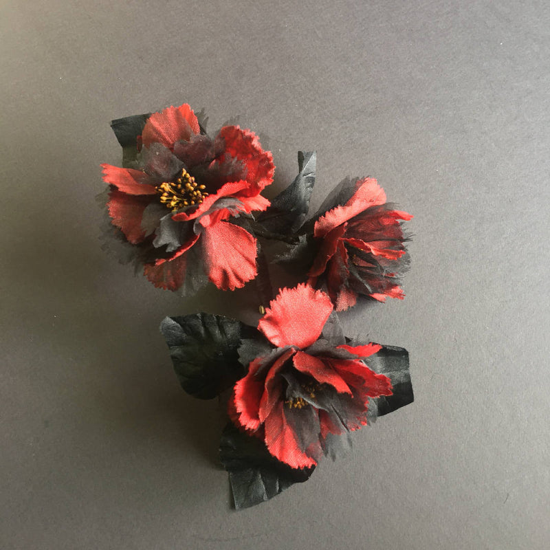 Deep red flower brooch