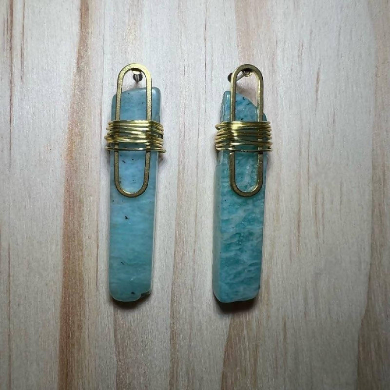 Amazonite + Brass Earrings