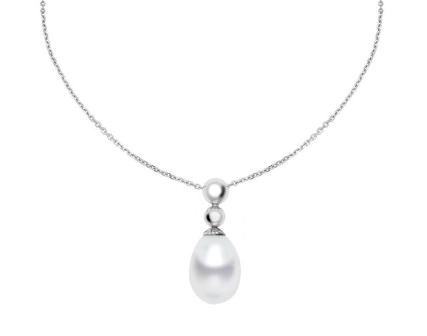 Pearl Drop Pendant in White Gold