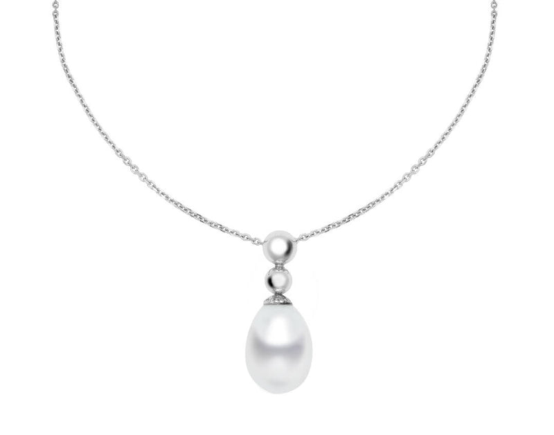 Pearl Drop Pendant in White Gold