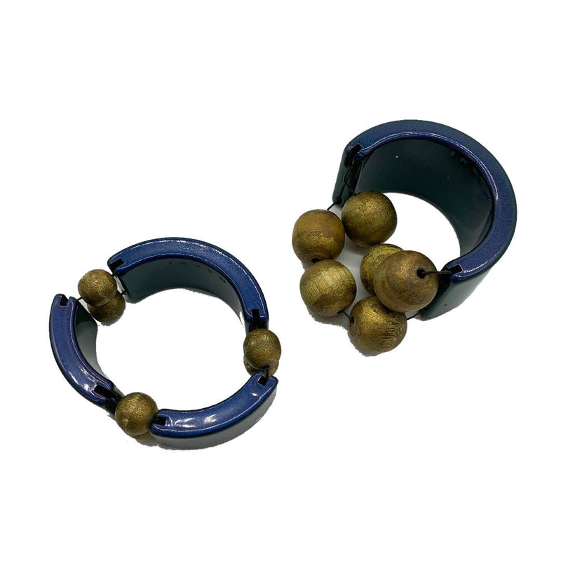 Vintage stylish acrylic and wooden bead statement bangle set by Marni