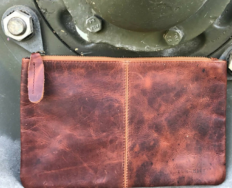 Handmade Leather Zip Pouch