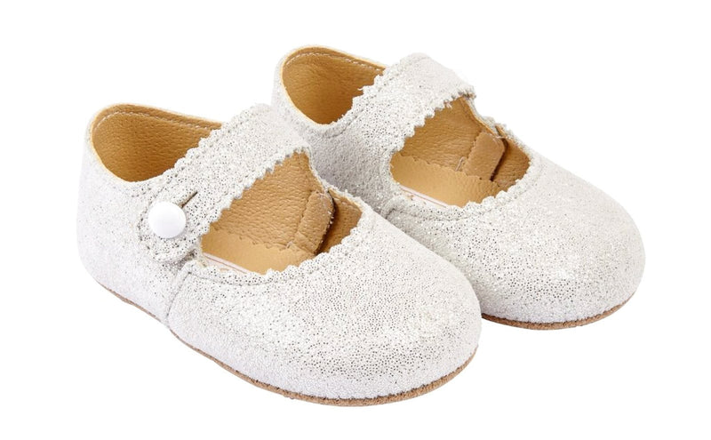 Baypods Early Days Baby Girls Leather Shoes in White Glitter