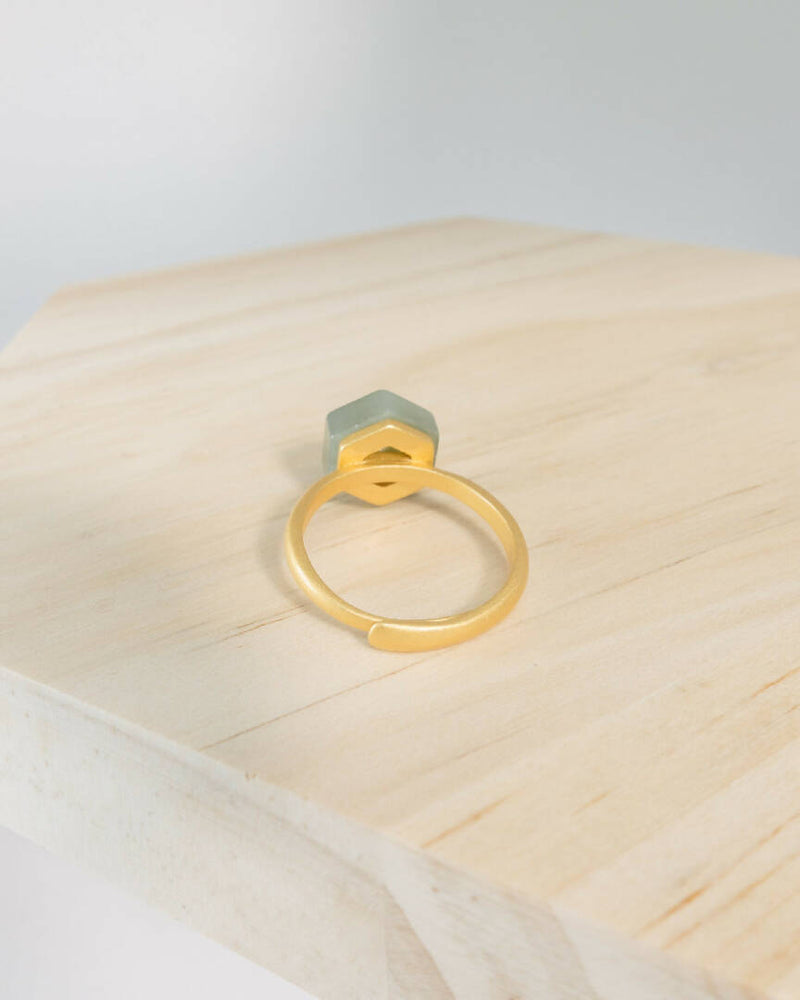 Hexagon Green Jade Ring