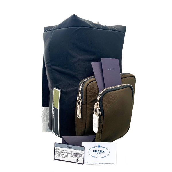 New Prada Logo Tessuto backpack rucksack in black