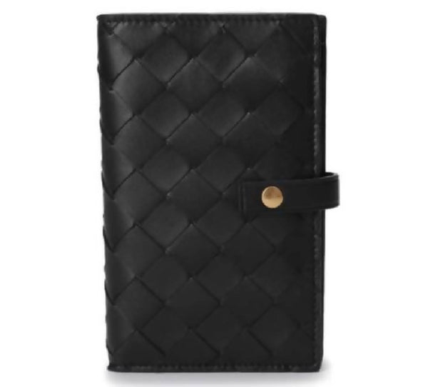 Bottega Veneta Intrecciato Weave French Wallet Black