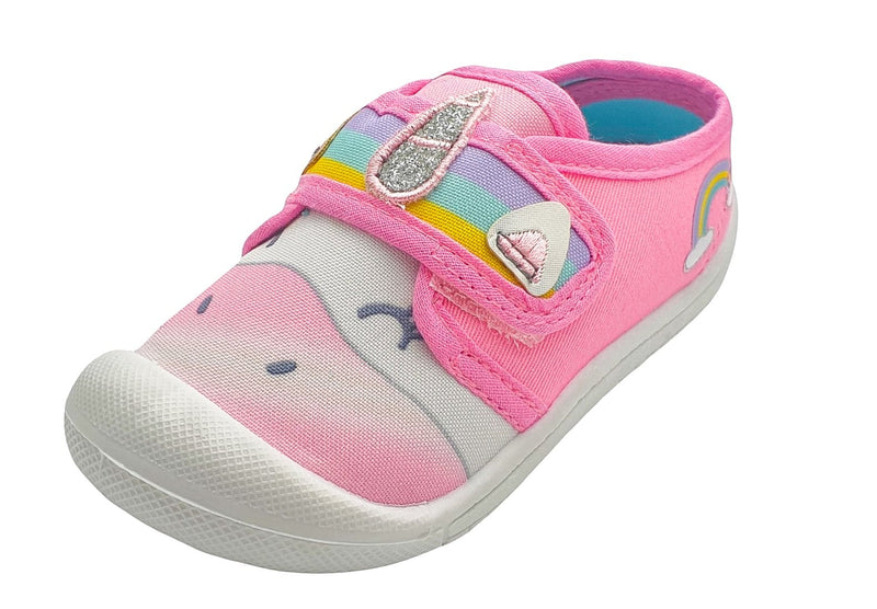 First Steps Unicorn Canvas Shoes in Rainbow Design