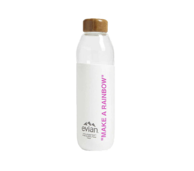 EVIAN BY VIRGIL ABLOH x SOMA Make A Rainbow Refillable Glass Water Bottle White/Pink