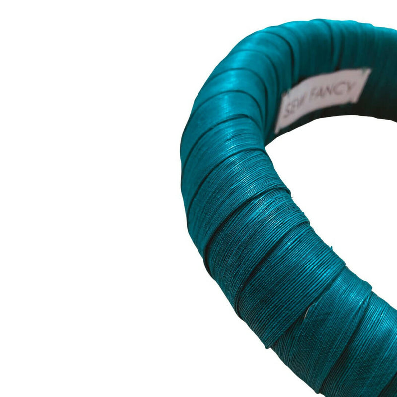 Gorgeous teal silk abaca wrapped headband