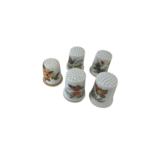 Vintage Bone China Made in England Sewing Thimbles x 12 for Nature Lovers Botanical Hammersley