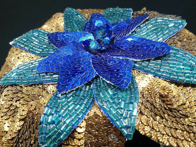 Chapeau bibi fleur de paon (sequin fascinator)