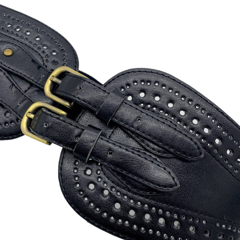 vintage black laser cut decorative corset wide statement belt