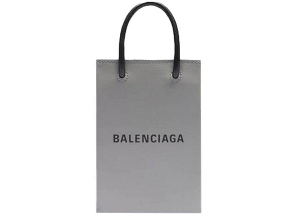Balenciaga Shopping Bag Phone Holder Grey in Calfskin