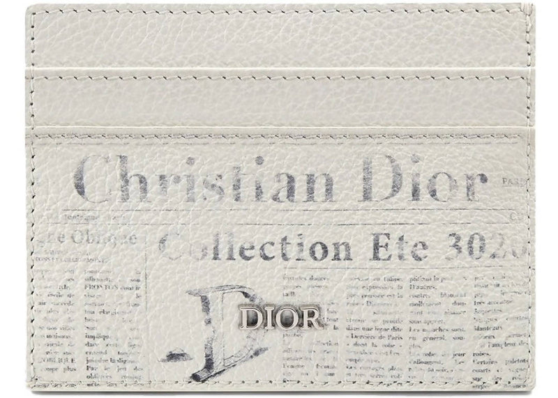Dior x Daniel Arsham Card Holder Bag Newspaper Print Grained Calfskin White in Grained Calfskin with Palladium