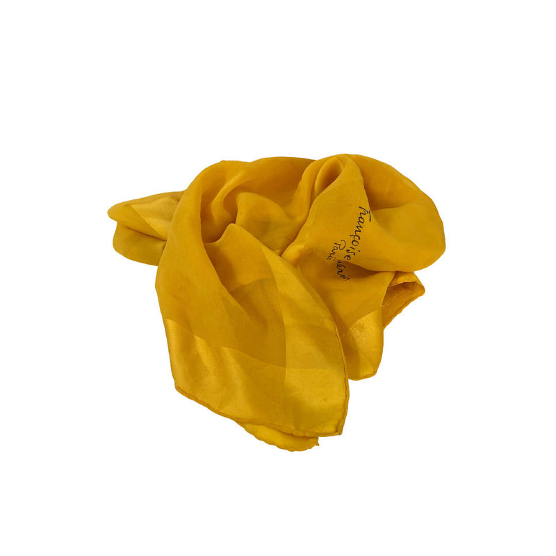 Vintage Francoise Guerin Paris Royal Yellow Large Silk Scarf 100% Silk