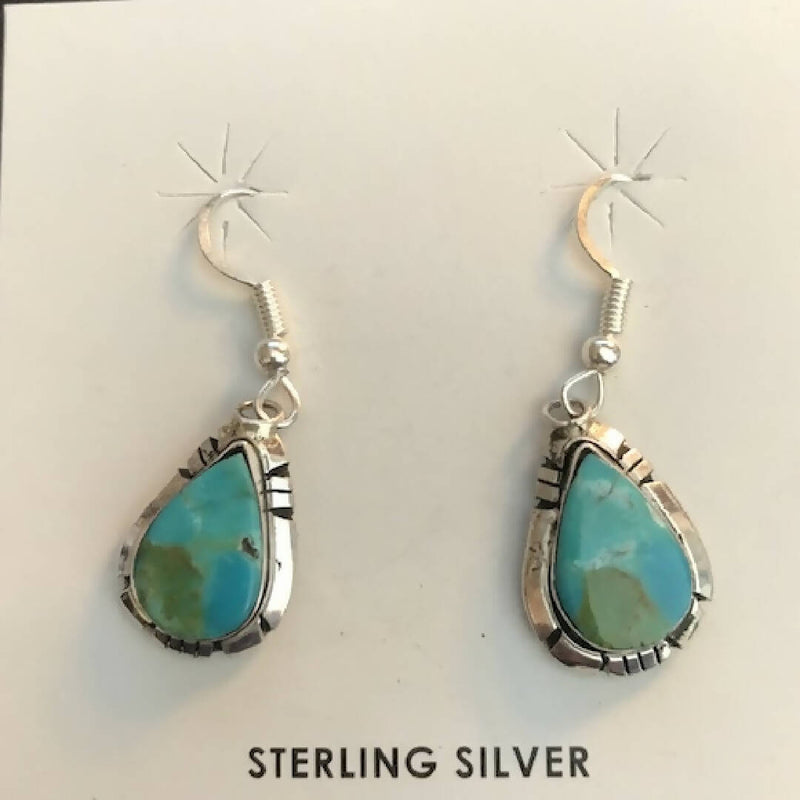 Navajo Calvin Spencer Sterling Silver Turquoise Earrings