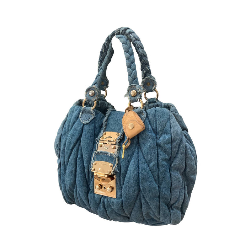 Vintage Matelassé Miu Miu Denim Blue Handbag
