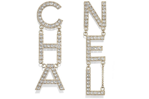 Chanel Diamantes Letter Earrings Gold/Crystal