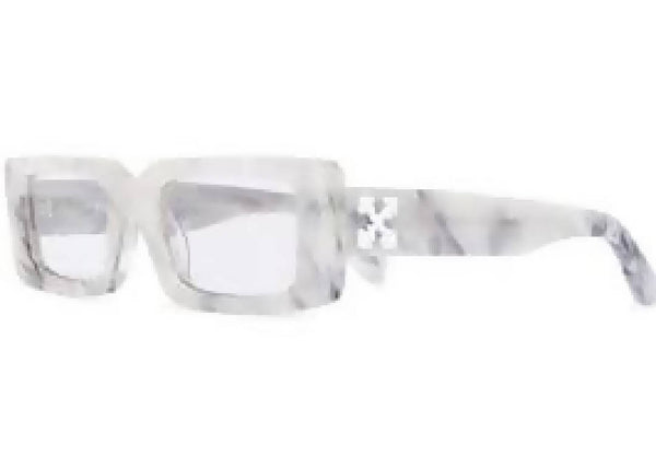 Off-White Arthur Square Frame Sunglasses Light Grey Marble/White