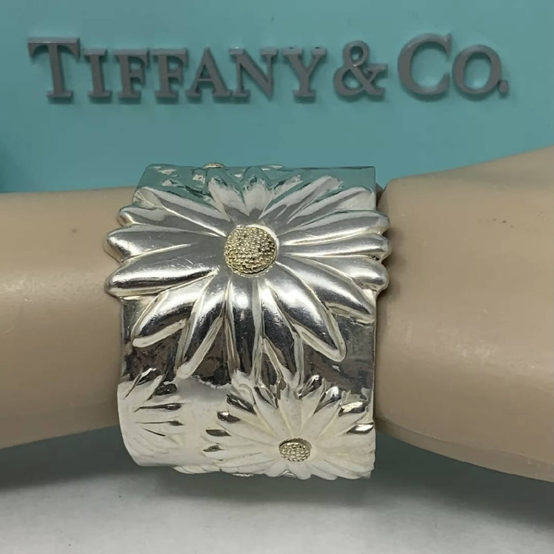 Tiffany & Co Rare Statement Daisy Bangle in Silver and 18k Gold
