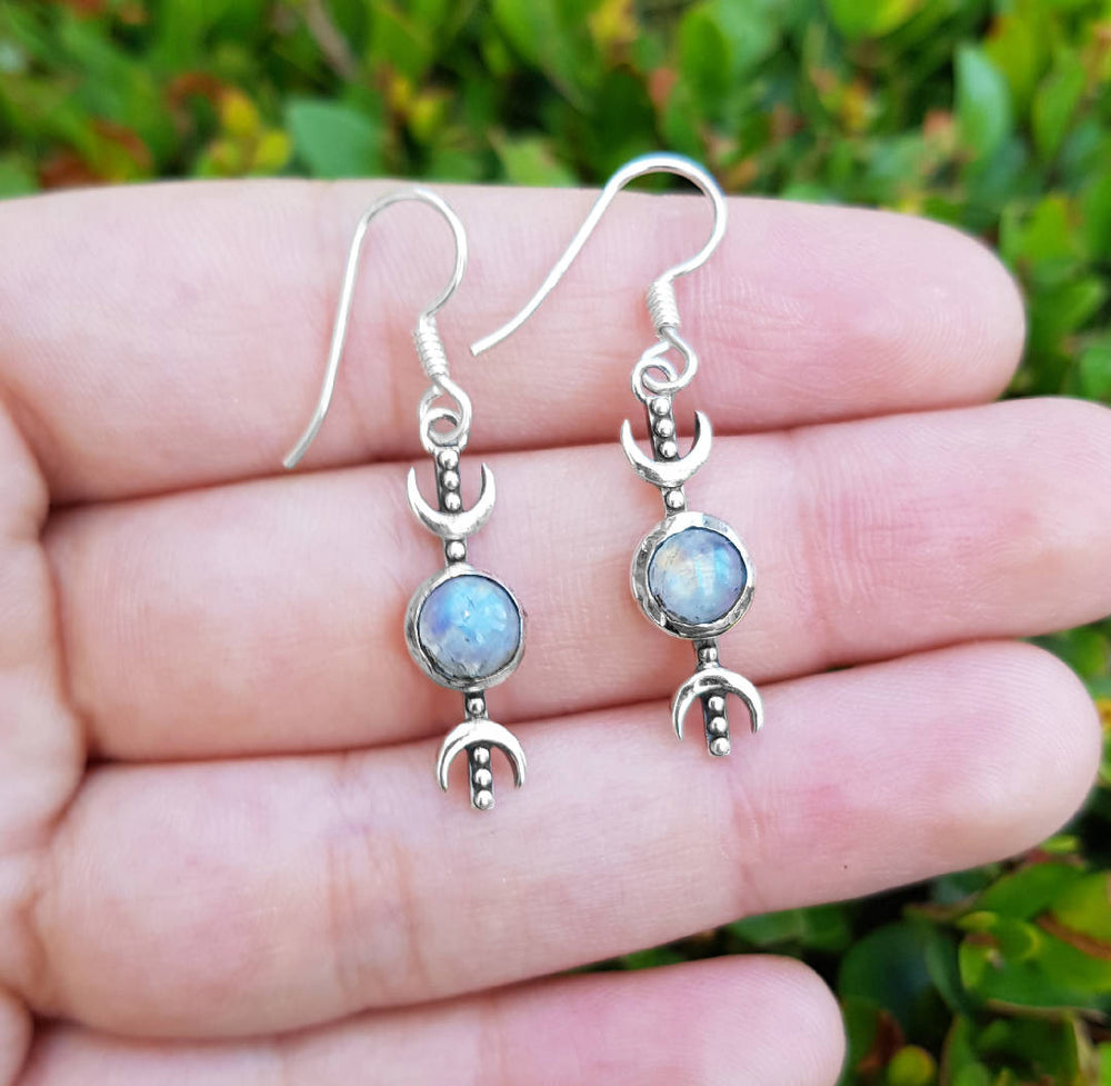 ABE# popular Moonstone & Sterling 925 Silver Dangle Earrings