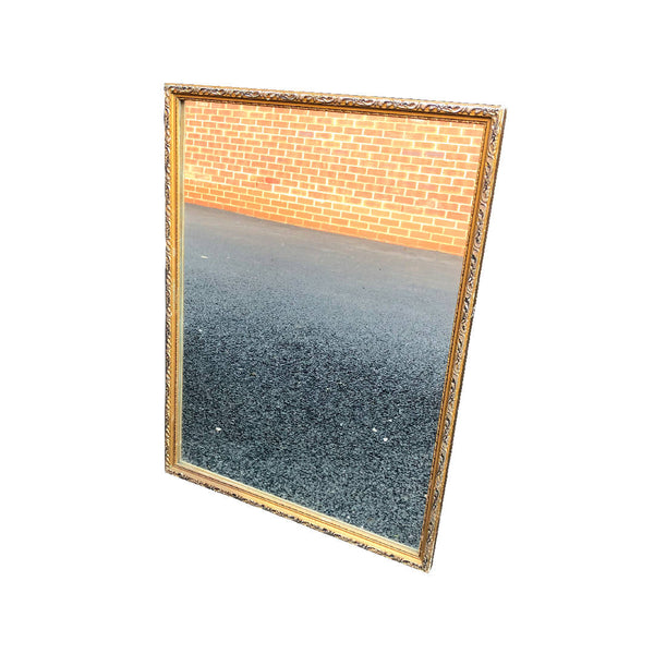 Ornate Vintage rectangular Art Deco inspired mirror with carved detail