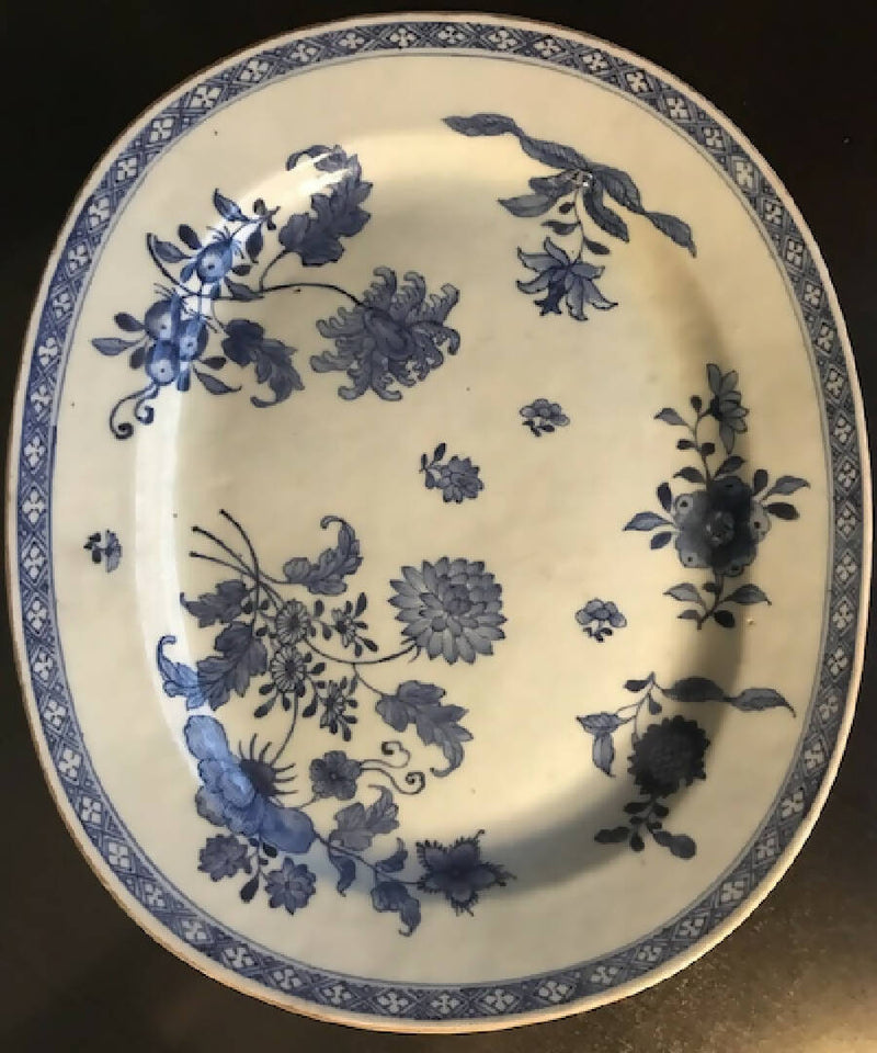 1780s Chinese Blue and White Export Porcelain Platter