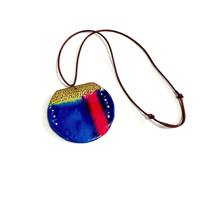 Abstract Blue Circle Pendant Necklace