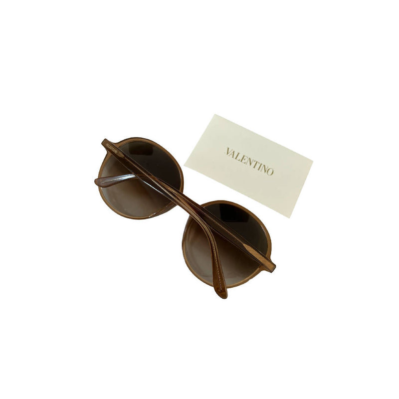 New Valentino Brown Oversized Round Lightweight Sunglasses in Box